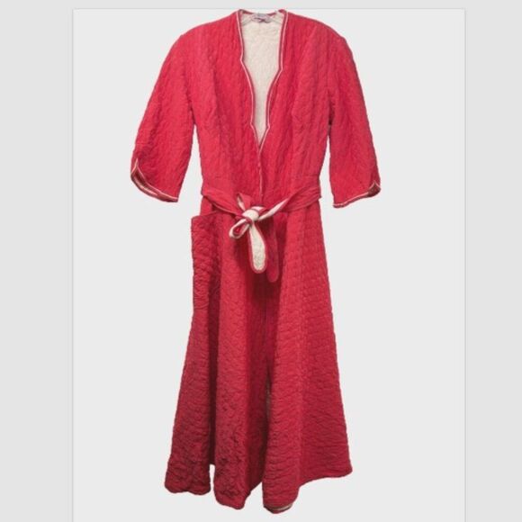 Evelyn Pearson ladies vtg 70s Loungewear Housecoat Kaftan Nightgown Pink Robe - Picture 14 of 14
